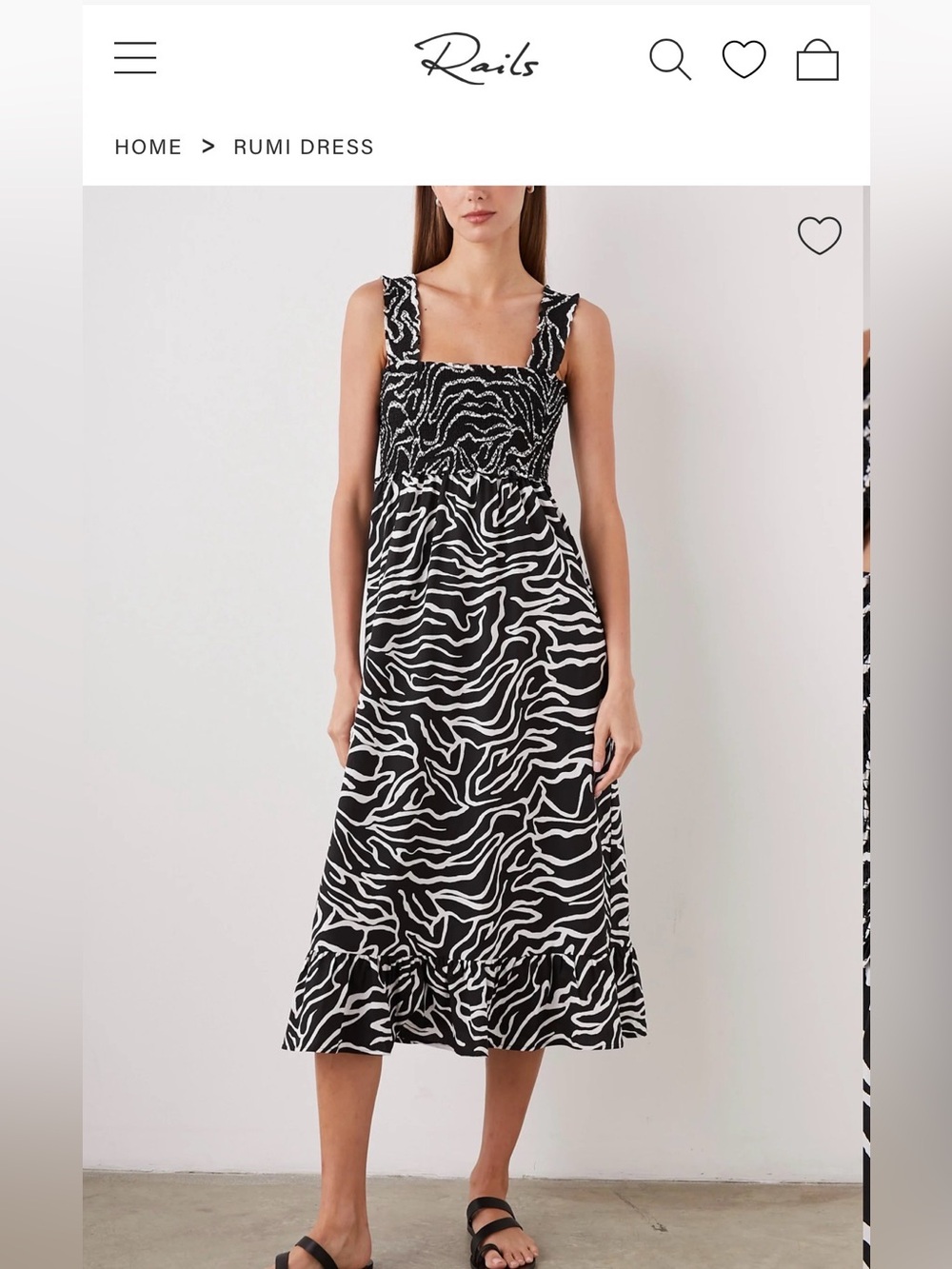 RAILS Black & White Print Smocked Maxi Dress
